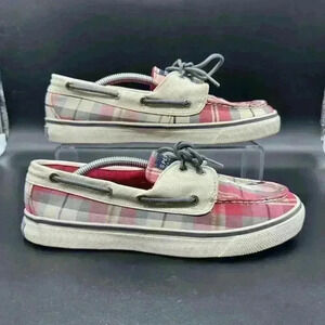 Sperry Top Spider Bahama Shoes Women’s 8 Red Gold Plaid